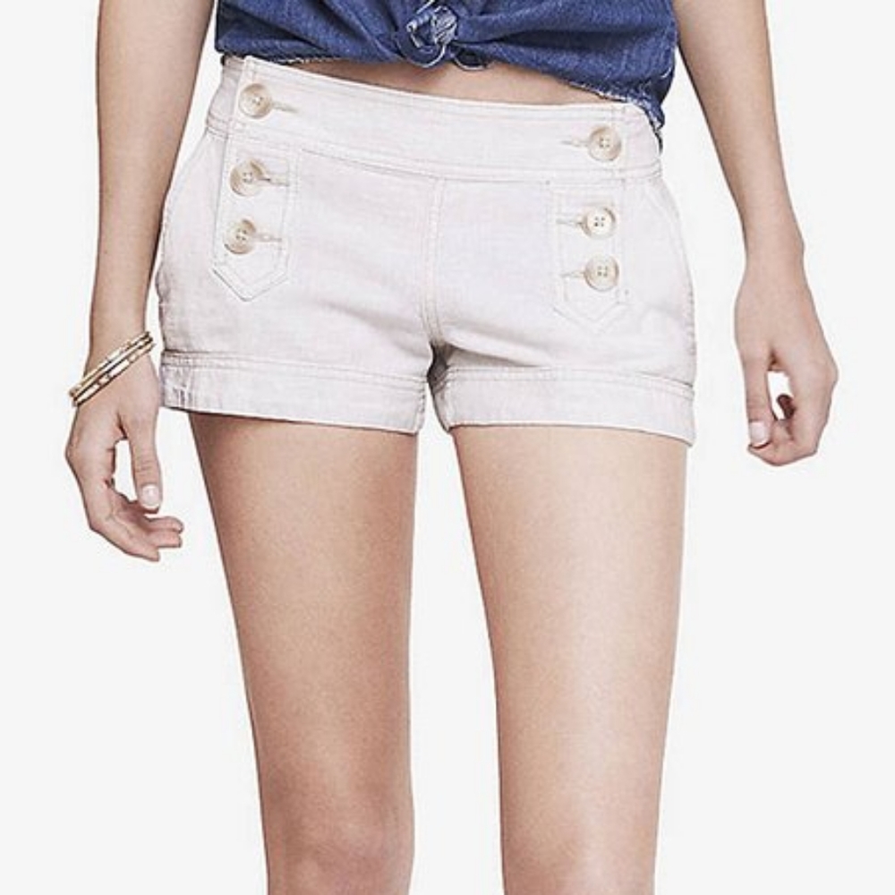 Express Linen Khaki Shorts